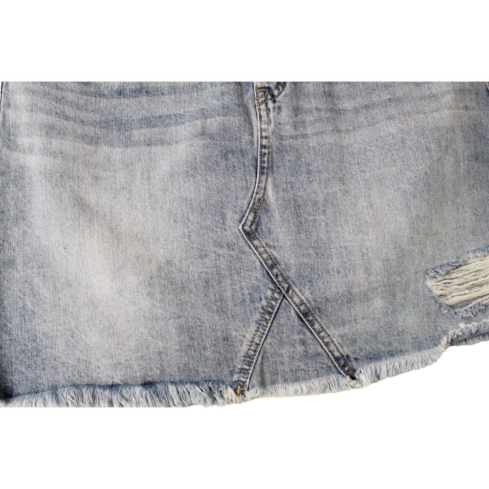 SO Denim Skirt Junior Size 11 Distressed Frayed Bottom Zip Fly NWT - Picture 5 of 8
